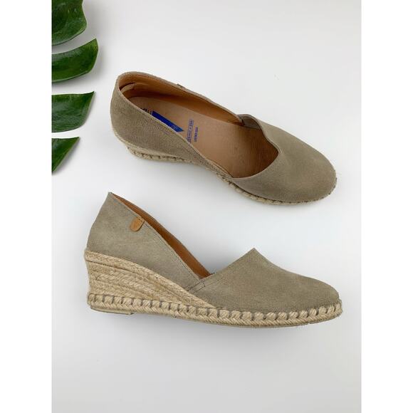Verbenas Shoes - Verbenas Wedge Heel Espadrille Shoes Tan Suede Slip On Casual Women's 41 US 9.5
